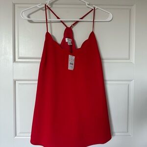 NWT | J. Crew Red Sleeveless Scallop Top